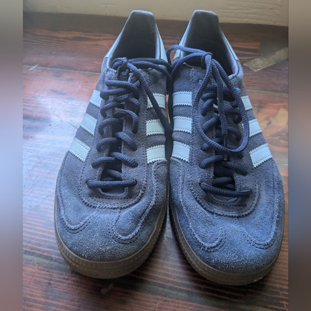Adidas Handball Spezial Sneakers – Navy Suede /Light Blue Stripes – Men’s 7.5